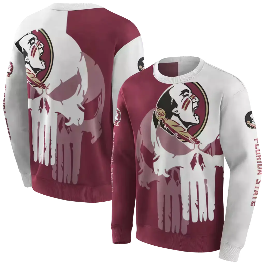 florida state seminoles graphic punisher garnet white hoodie premium grade florida state seminoles graphic punisher garnet white hoodie premium grade
