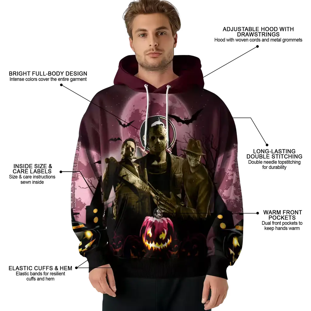 florida state seminoles halloween vibes garnet black hoodie latest model florida state seminoles halloween vibes garnet black hoodie latest model
