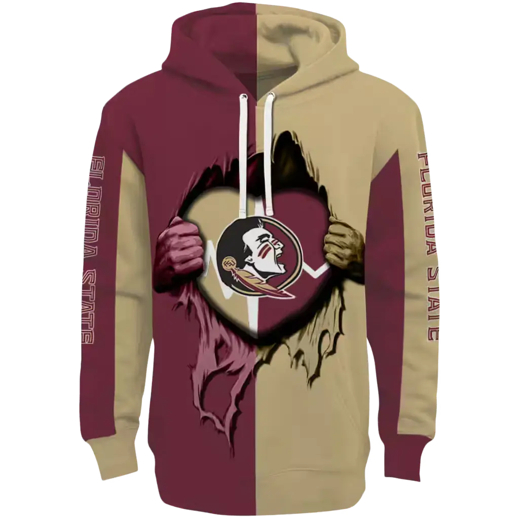 florida state seminoles heartbeat graphic garnet hoodie best selling florida state seminoles heartbeat graphic garnet hoodie best selling