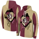 florida state seminoles heartbeat graphic garnet hoodie best selling