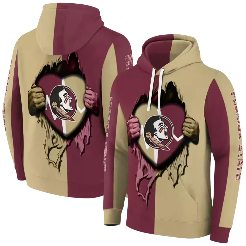 florida state seminoles heartbeat graphic garnet hoodie fashion forward florida state seminoles heartbeat graphic garnet hoodie fashion forward
