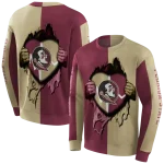 florida state seminoles heartbeat graphic garnet hoodie best selling