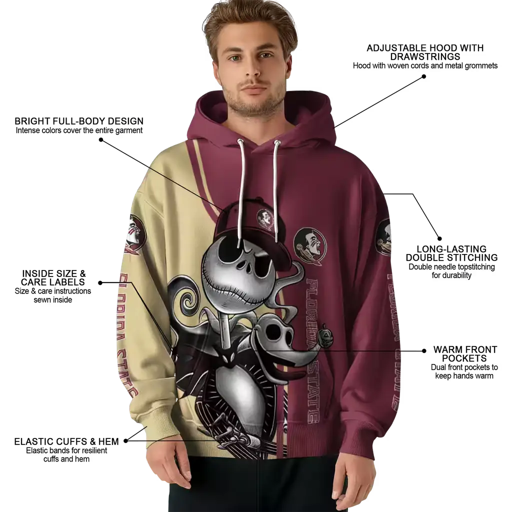 florida state seminoles jack skellington garnet hoodie latest model florida state seminoles jack skellington garnet hoodie latest model