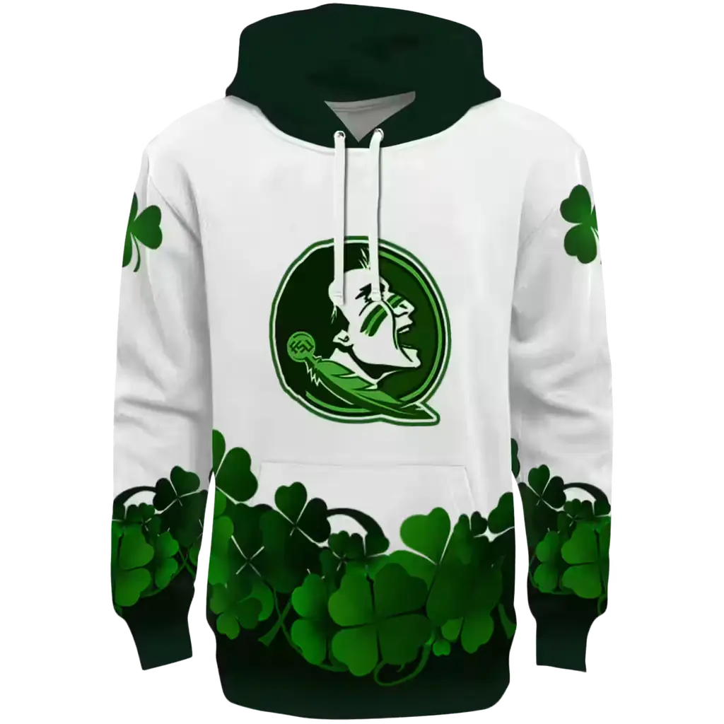 florida state seminoles lucky motif white green hoodie best selling florida state seminoles lucky motif white green hoodie best selling