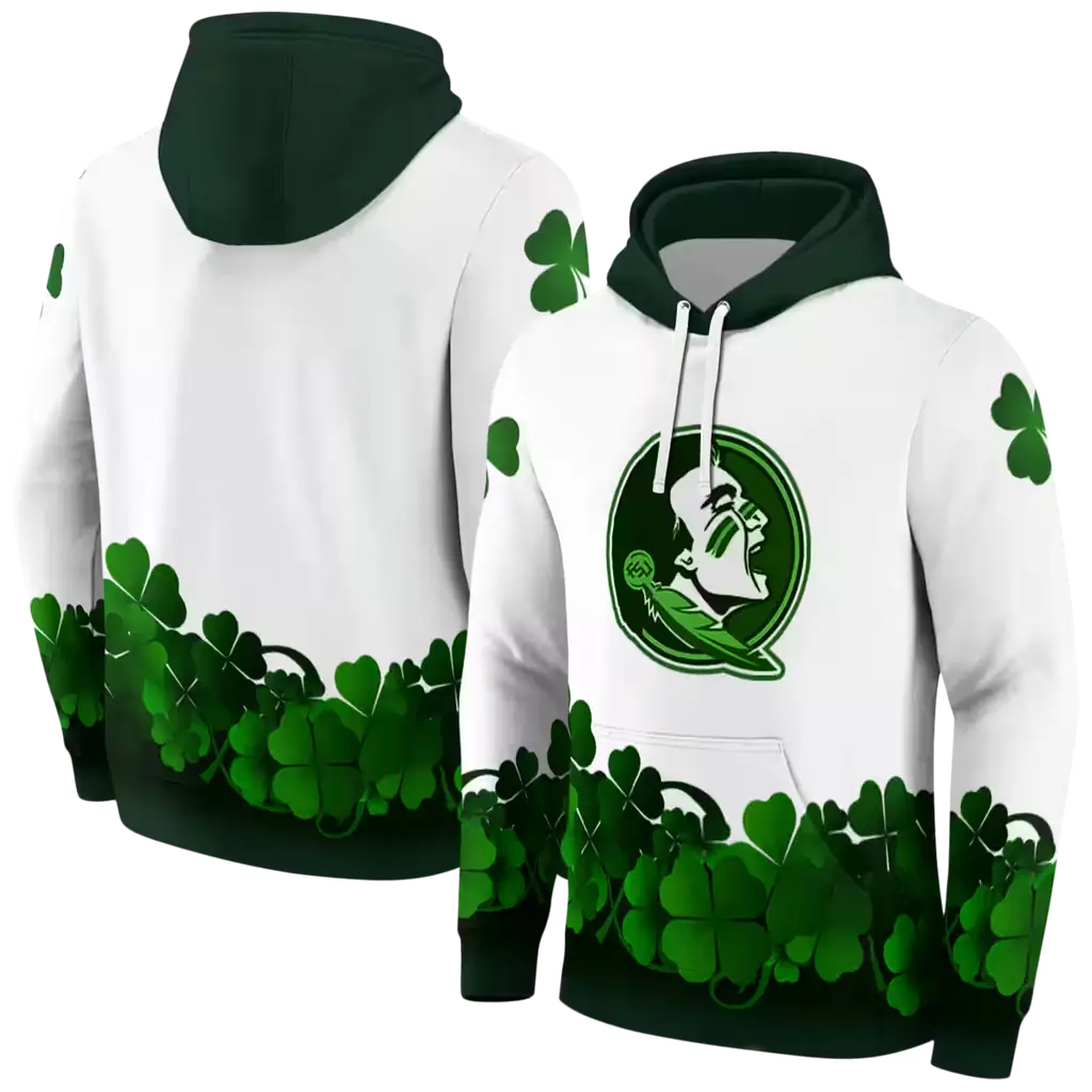 florida state seminoles lucky motif white green hoodie fashion forward florida state seminoles lucky motif white green hoodie fashion forward