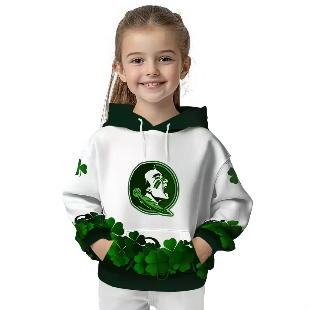 florida state seminoles lucky motif white green hoodie top rated florida state seminoles lucky motif white green hoodie top rated