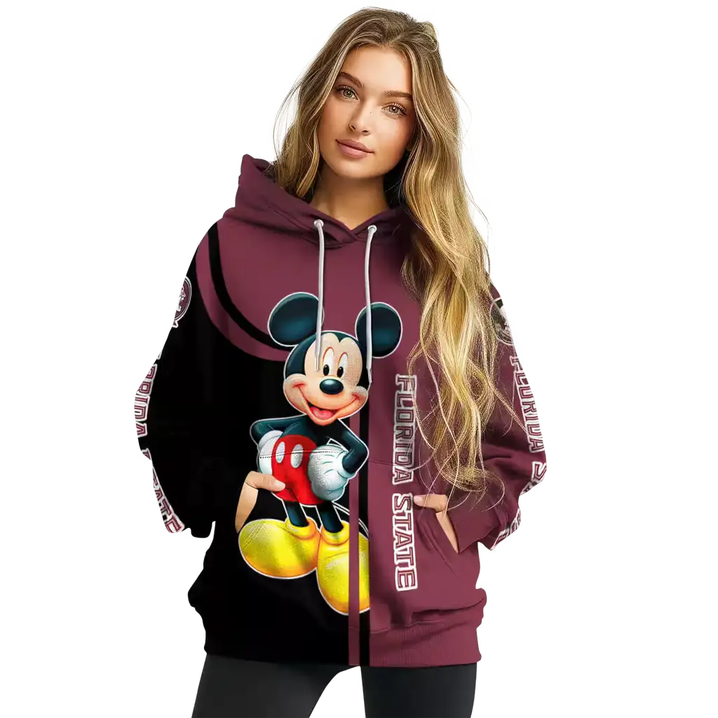 florida state seminoles mickey mouse garnet black hoodie high quality florida state seminoles mickey mouse garnet black hoodie high quality