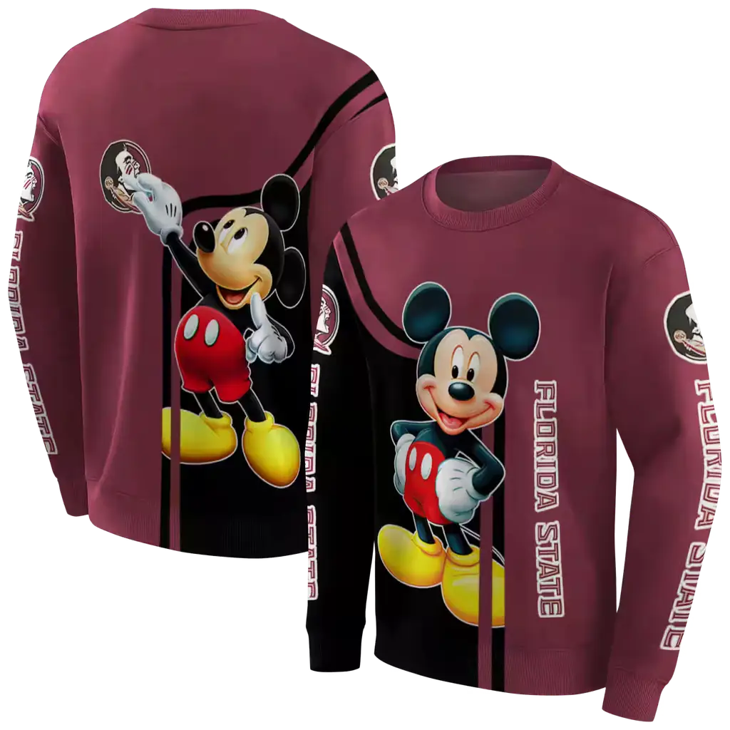 florida state seminoles mickey mouse garnet black hoodie premium grade florida state seminoles mickey mouse garnet black hoodie premium grade