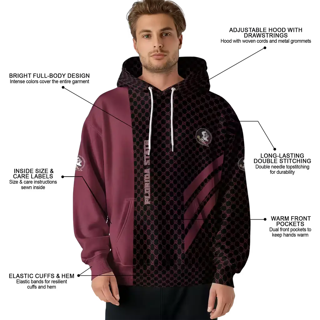 florida state seminoles monogram pattern garnet hoodie latest model florida state seminoles monogram pattern garnet hoodie latest model