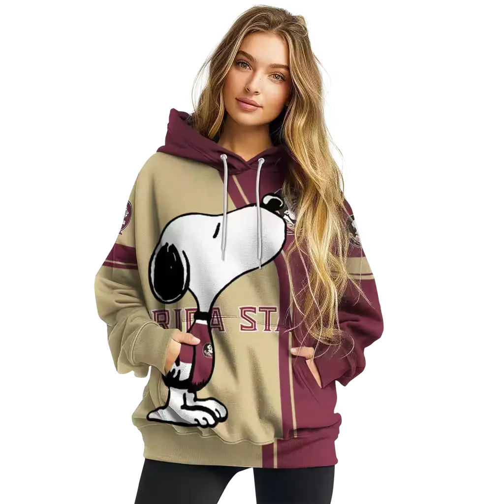 florida state seminoles playful snoopy garnet hoodie high quality florida state seminoles playful snoopy garnet hoodie high quality