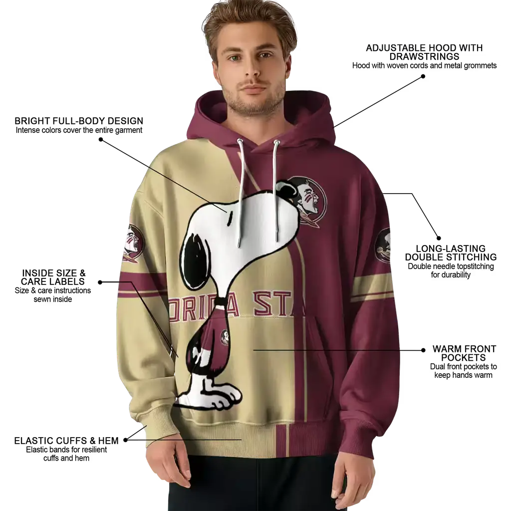 florida state seminoles playful snoopy garnet hoodie latest model florida state seminoles playful snoopy garnet hoodie latest model