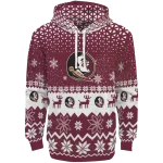 florida state seminoles reindeer motif garnet hoodie best selling