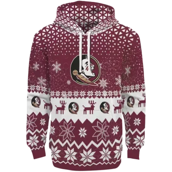 florida state seminoles reindeer motif garnet hoodie best selling