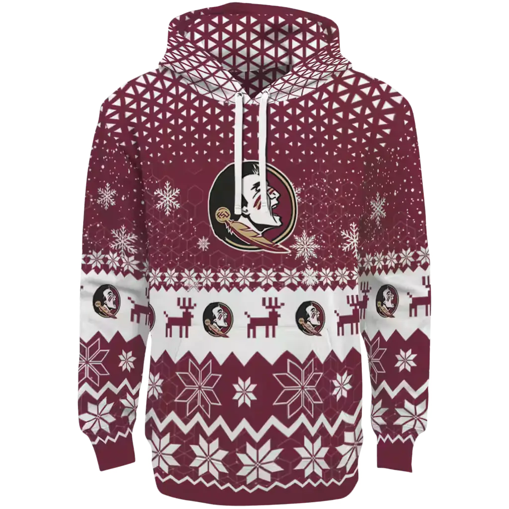 florida state seminoles reindeer motif garnet hoodie best selling florida state seminoles reindeer motif garnet hoodie best selling