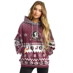 florida state seminoles reindeer motif garnet hoodie best selling