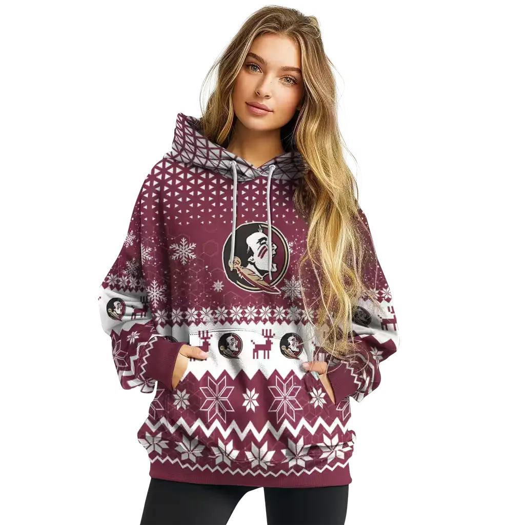 florida state seminoles reindeer motif garnet hoodie high quality florida state seminoles reindeer motif garnet hoodie high quality