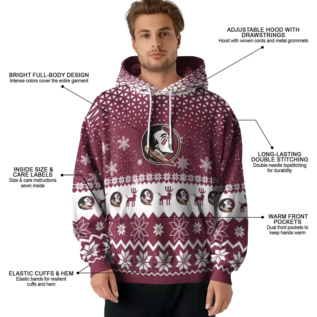 florida state seminoles reindeer motif garnet hoodie latest model florida state seminoles reindeer motif garnet hoodie latest model