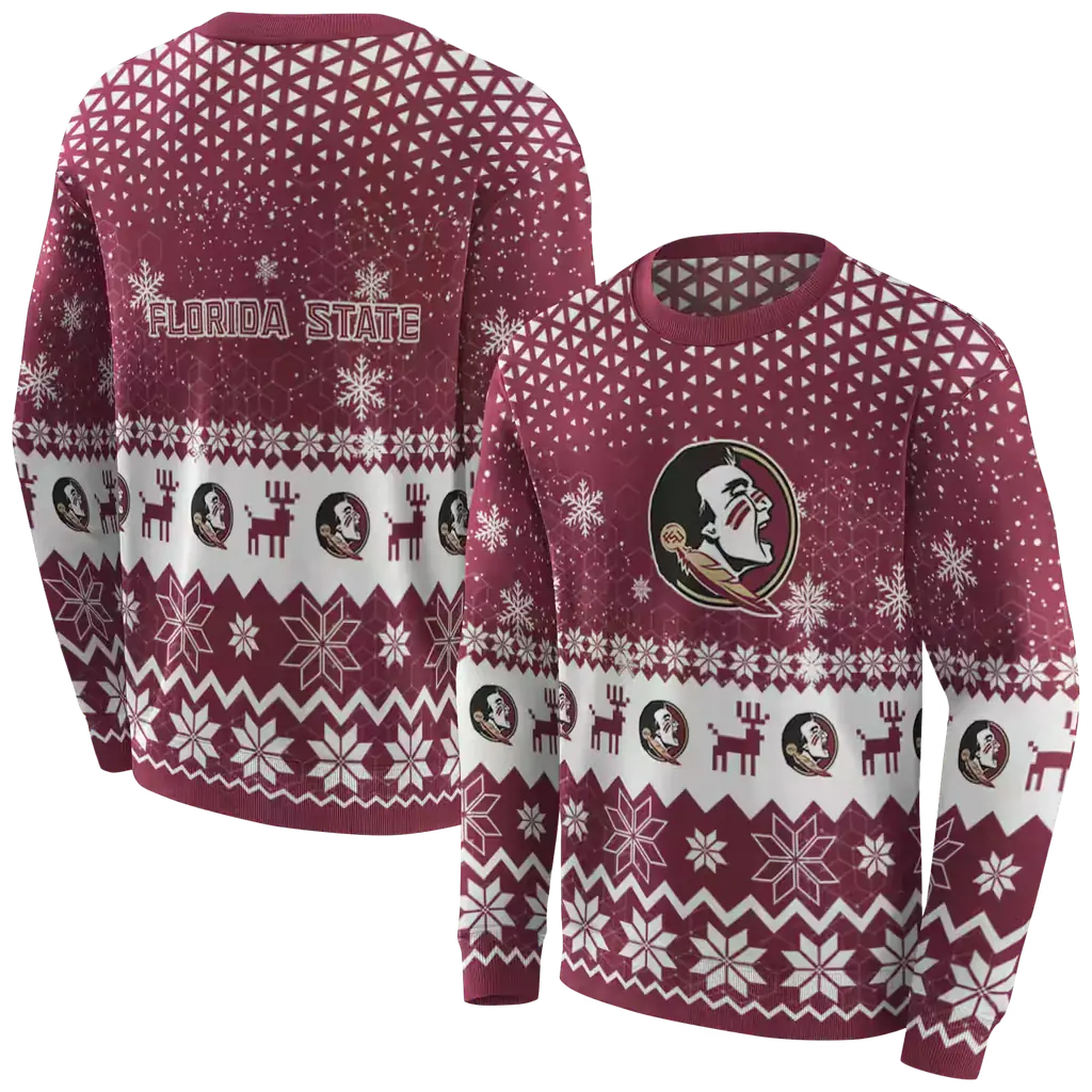 florida state seminoles reindeer motif garnet hoodie premium grade florida state seminoles reindeer motif garnet hoodie premium grade