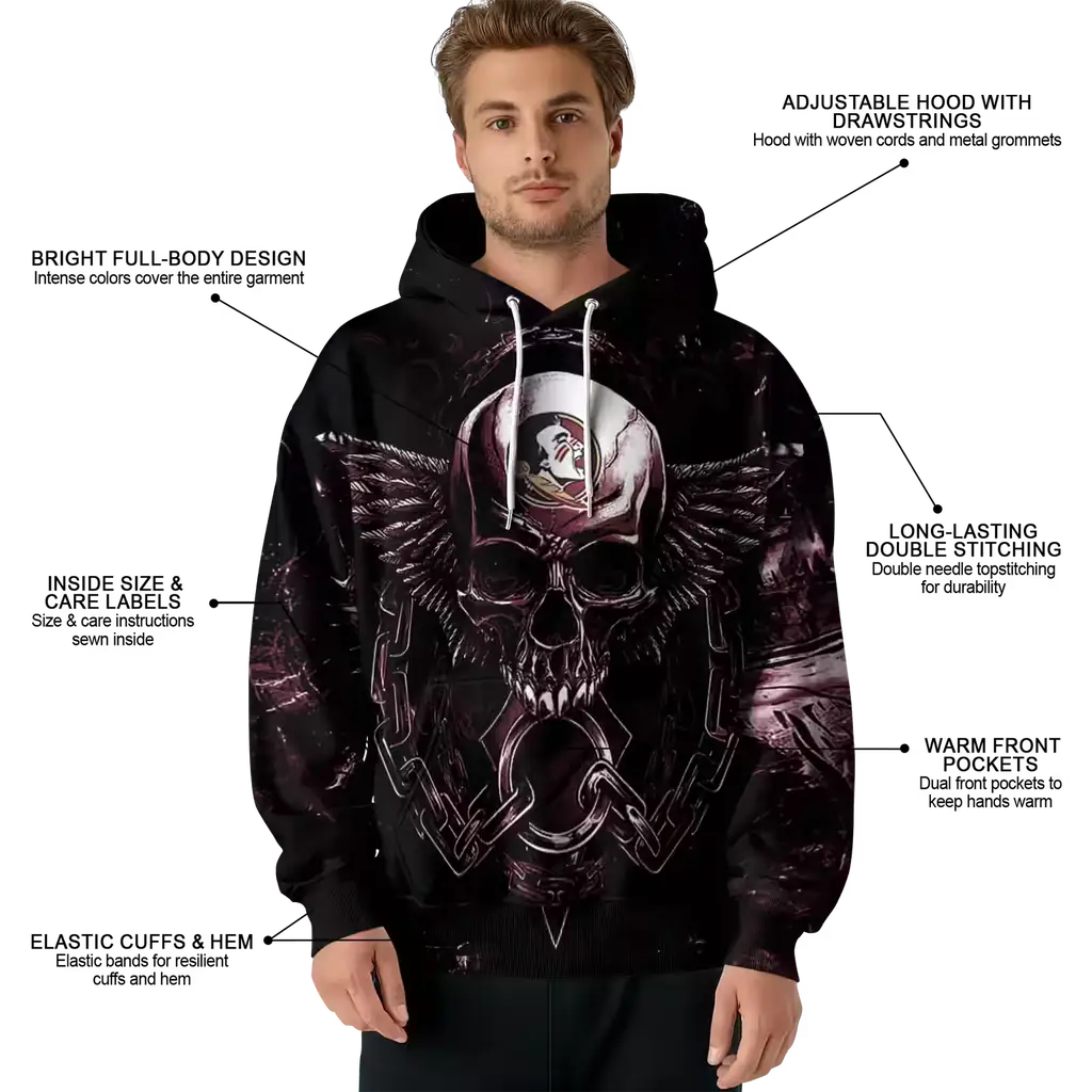 florida state seminoles skull artwork garnet black hoodie latest model florida state seminoles skull artwork garnet black hoodie latest model