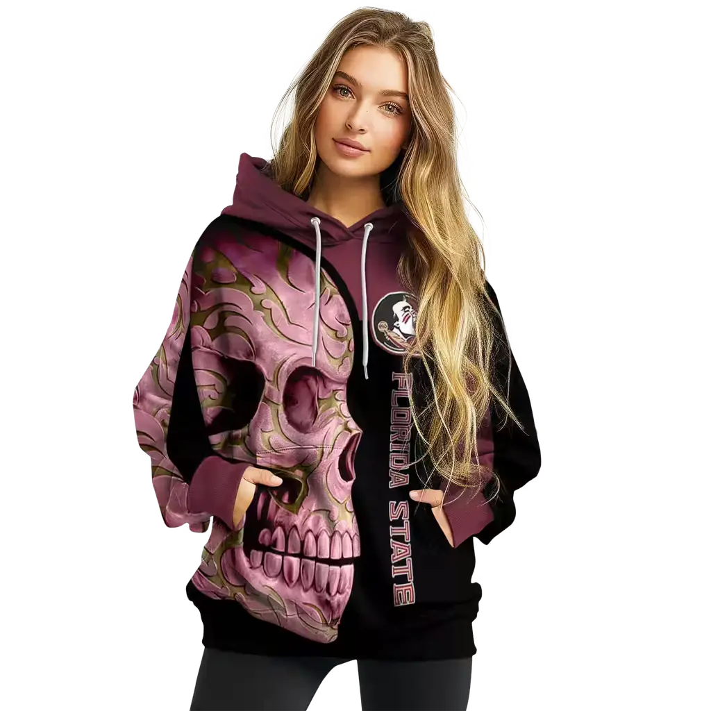 florida state seminoles skull motif garnet black hoodie high quality florida state seminoles skull motif garnet black hoodie high quality