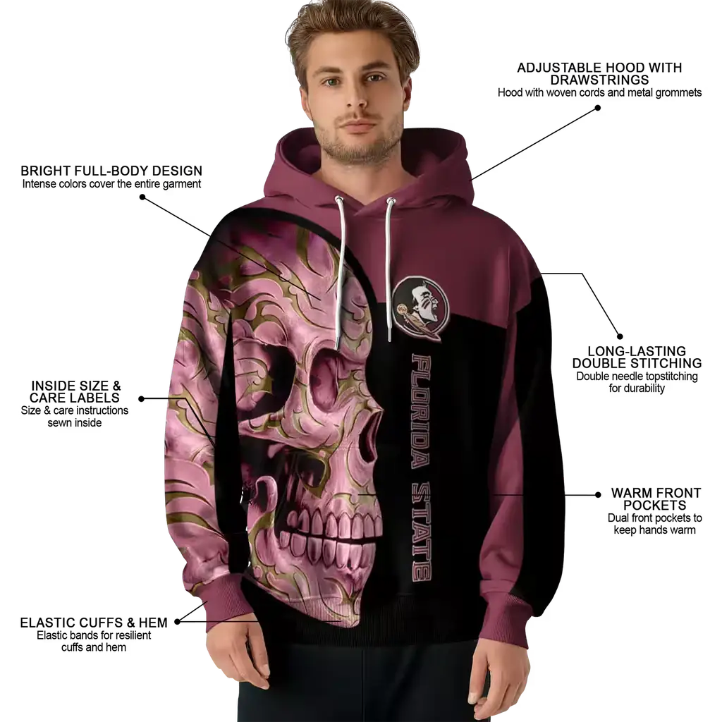 florida state seminoles skull motif garnet black hoodie latest model florida state seminoles skull motif garnet black hoodie latest model