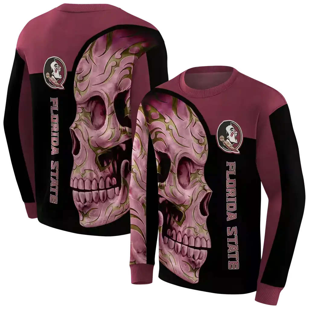 florida state seminoles skull motif garnet black hoodie premium grade florida state seminoles skull motif garnet black hoodie premium grade