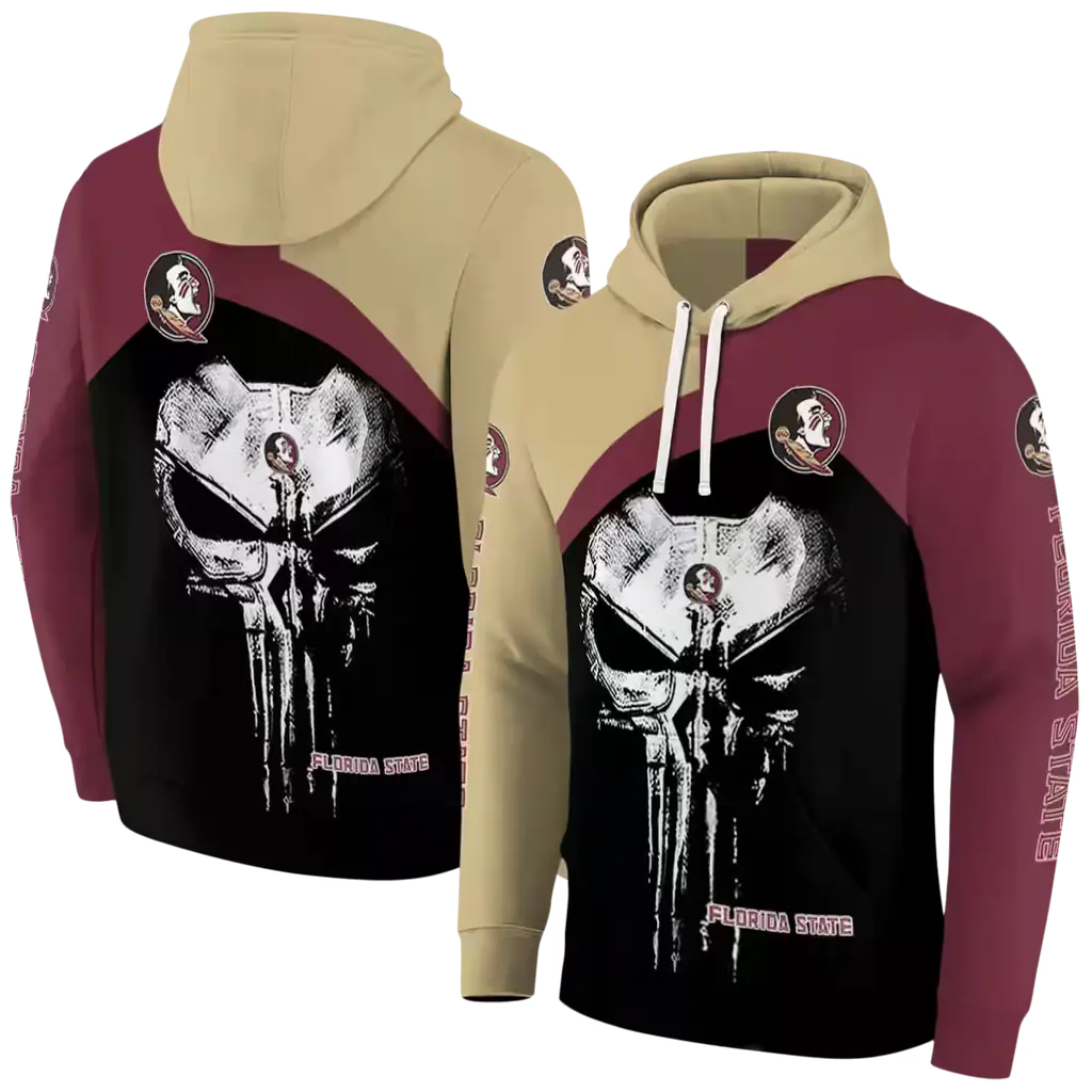 florida state seminoles skull punisher gold black hoodie fashion forward florida state seminoles skull punisher gold black hoodie fashion forward