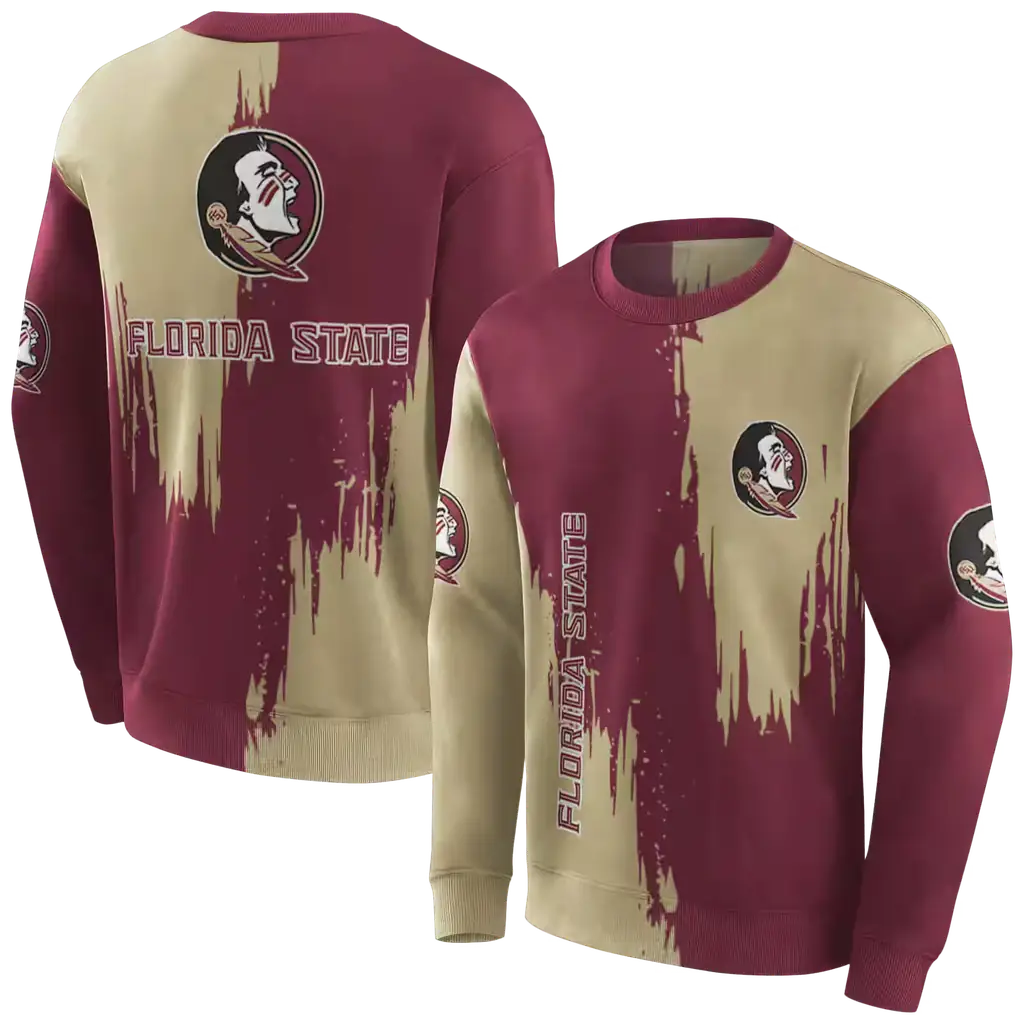 florida state seminoles splatter effect garnet hoodie premium grade florida state seminoles splatter effect garnet hoodie premium grade