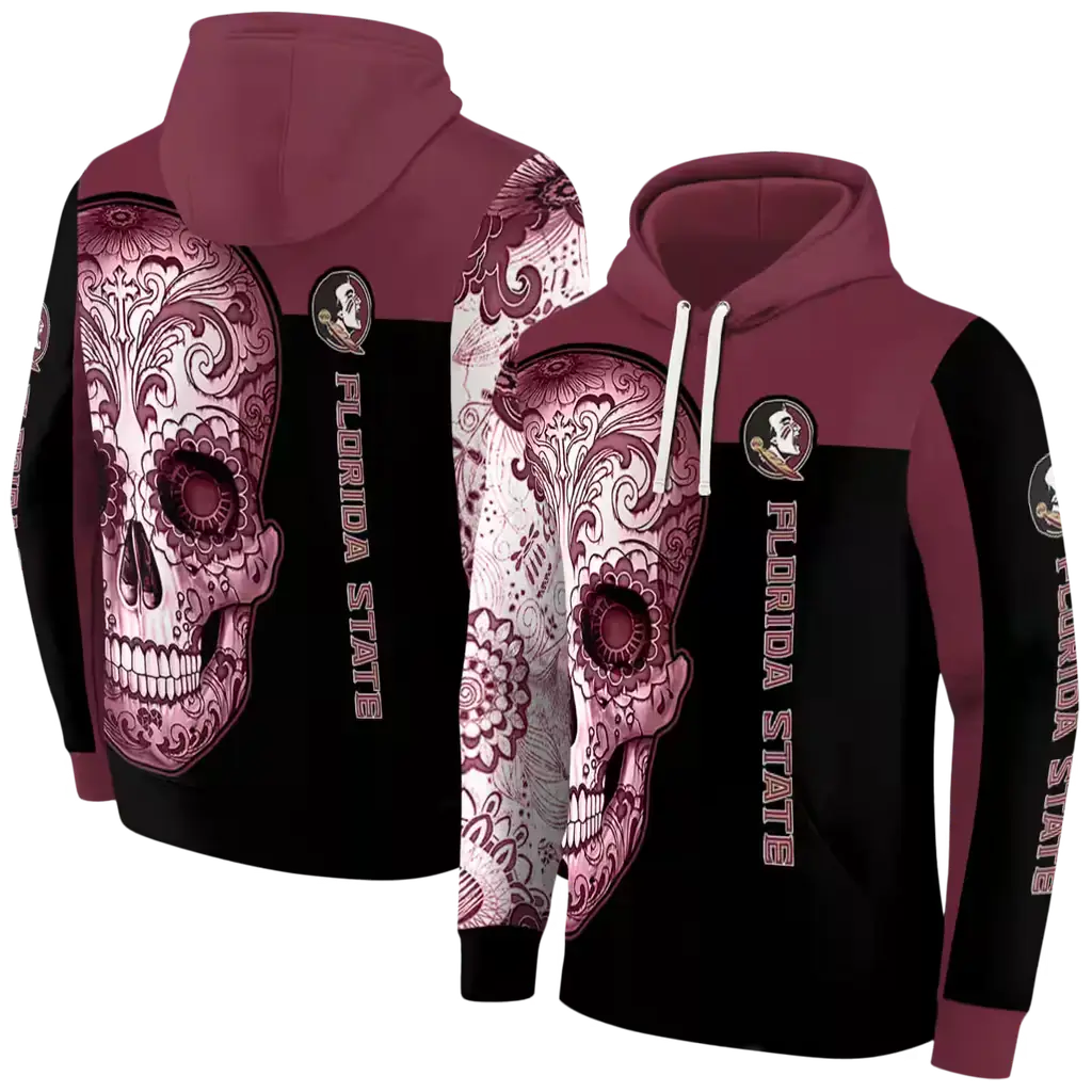 florida state seminoles sugar skull garnet black hoodie fashion forward florida state seminoles sugar skull garnet black hoodie fashion forward
