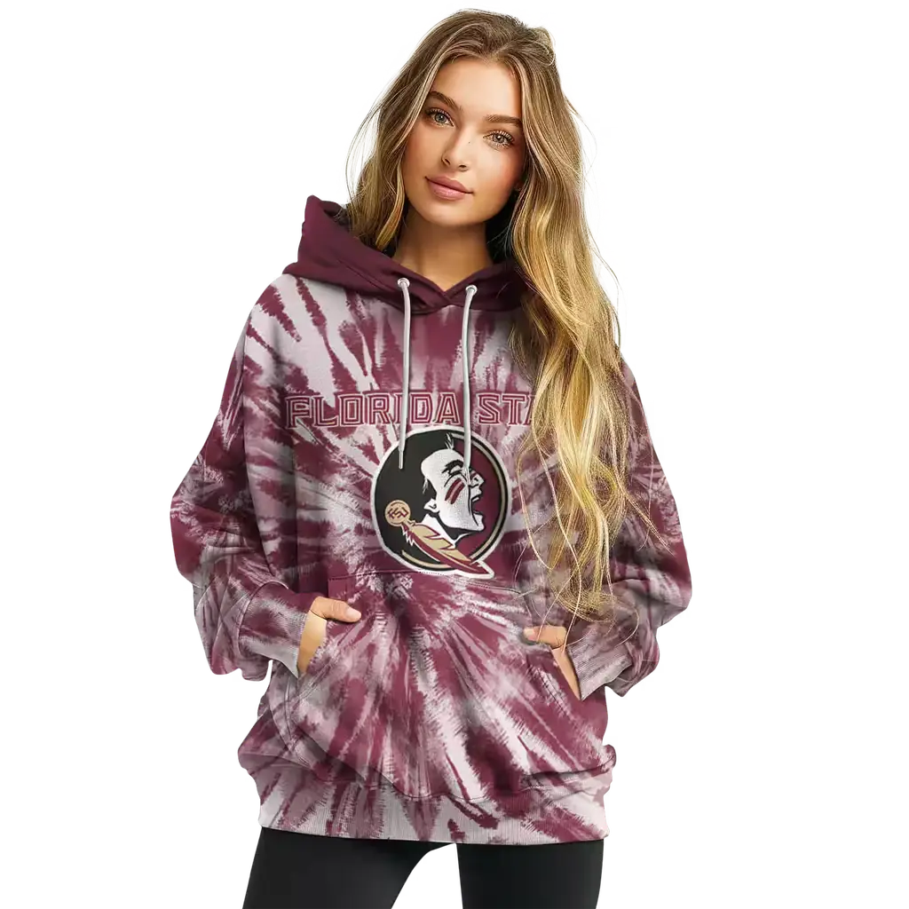 florida state seminoles tie dye pattern garnet hoodie high quality florida state seminoles tie dye pattern garnet hoodie high quality
