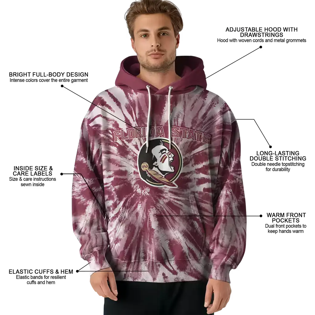 florida state seminoles tie dye pattern garnet hoodie latest model florida state seminoles tie dye pattern garnet hoodie latest model