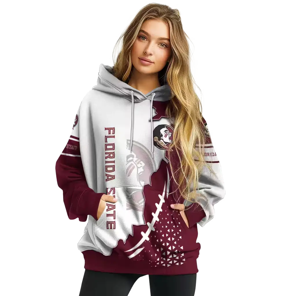 florida state seminoles triangular pattern garnet white hoodie high quality florida state seminoles triangular pattern garnet white hoodie high quality
