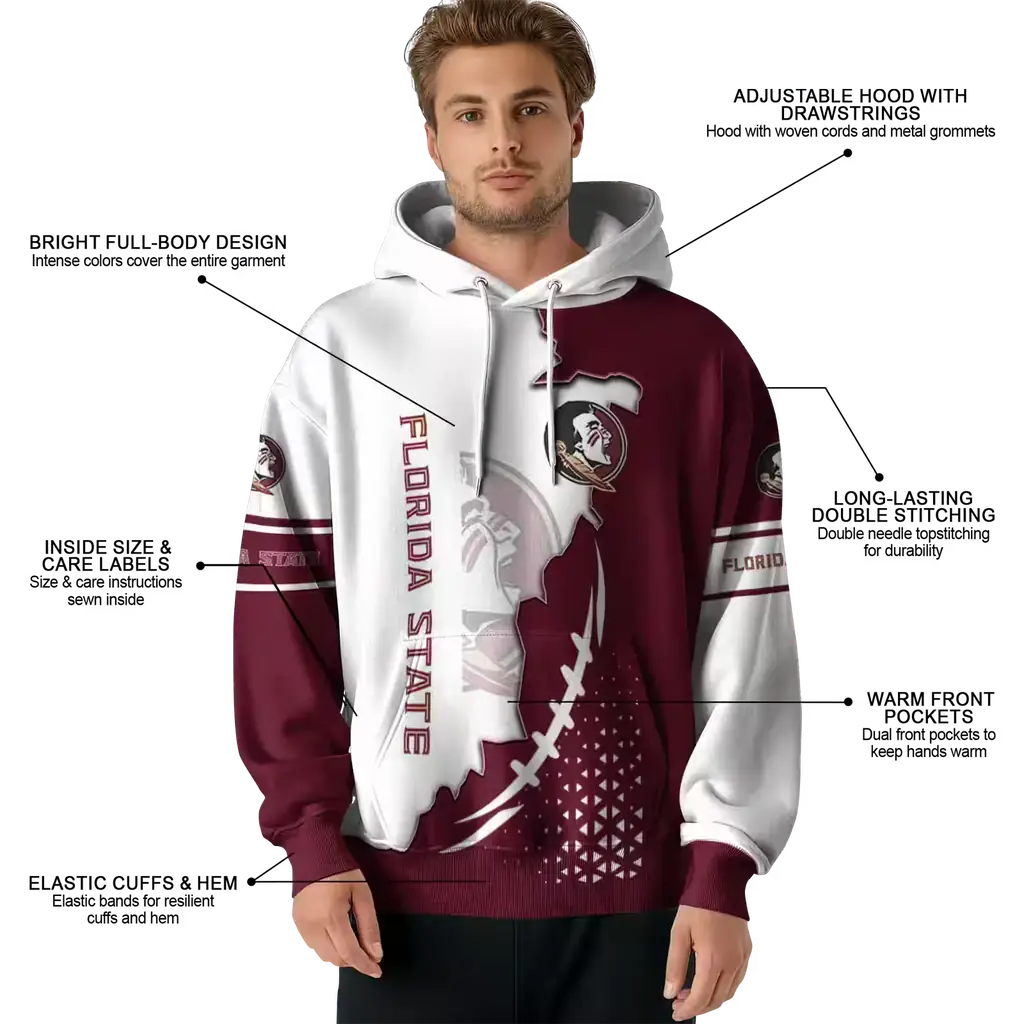 florida state seminoles triangular pattern garnet white hoodie latest model florida state seminoles triangular pattern garnet white hoodie latest model