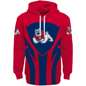 fresno state bulldogs concentric lines red black hoodie best selling