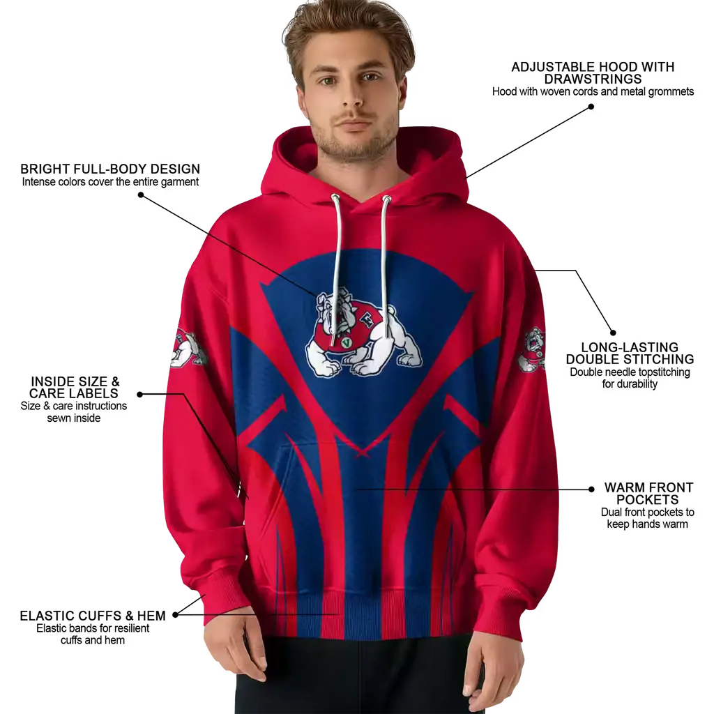 fresno state bulldogs concentric lines red black hoodie latest model fresno state bulldogs concentric lines red black hoodie latest model