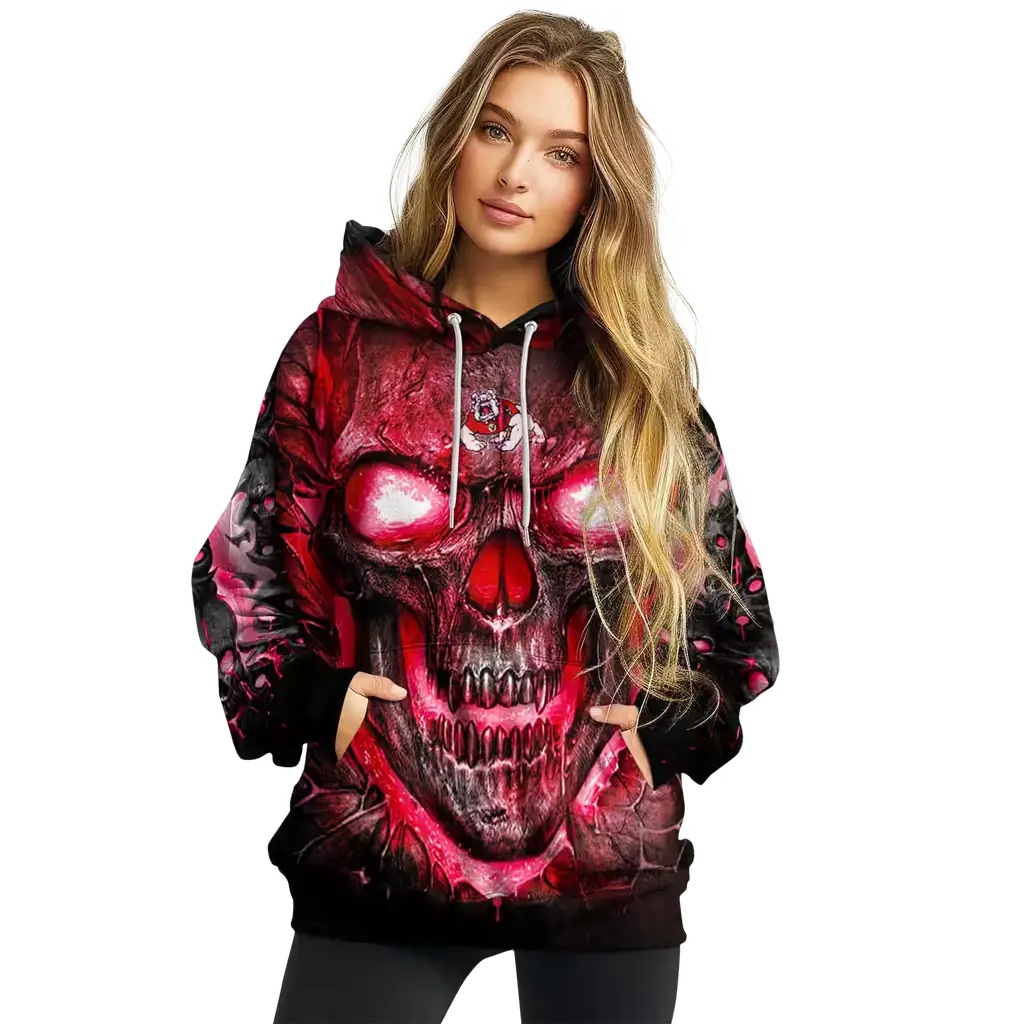 fresno state bulldogs demonic skull red black hoodie high quality fresno state bulldogs demonic skull red black hoodie high quality