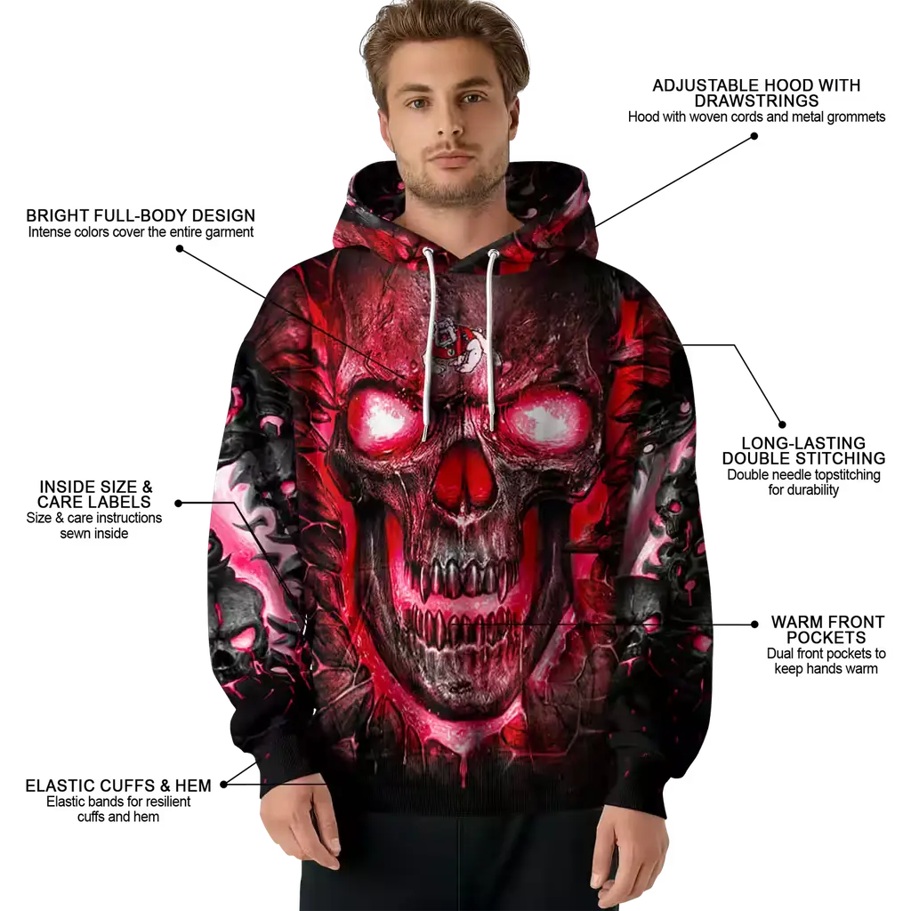 fresno state bulldogs demonic skull red black hoodie latest model fresno state bulldogs demonic skull red black hoodie latest model