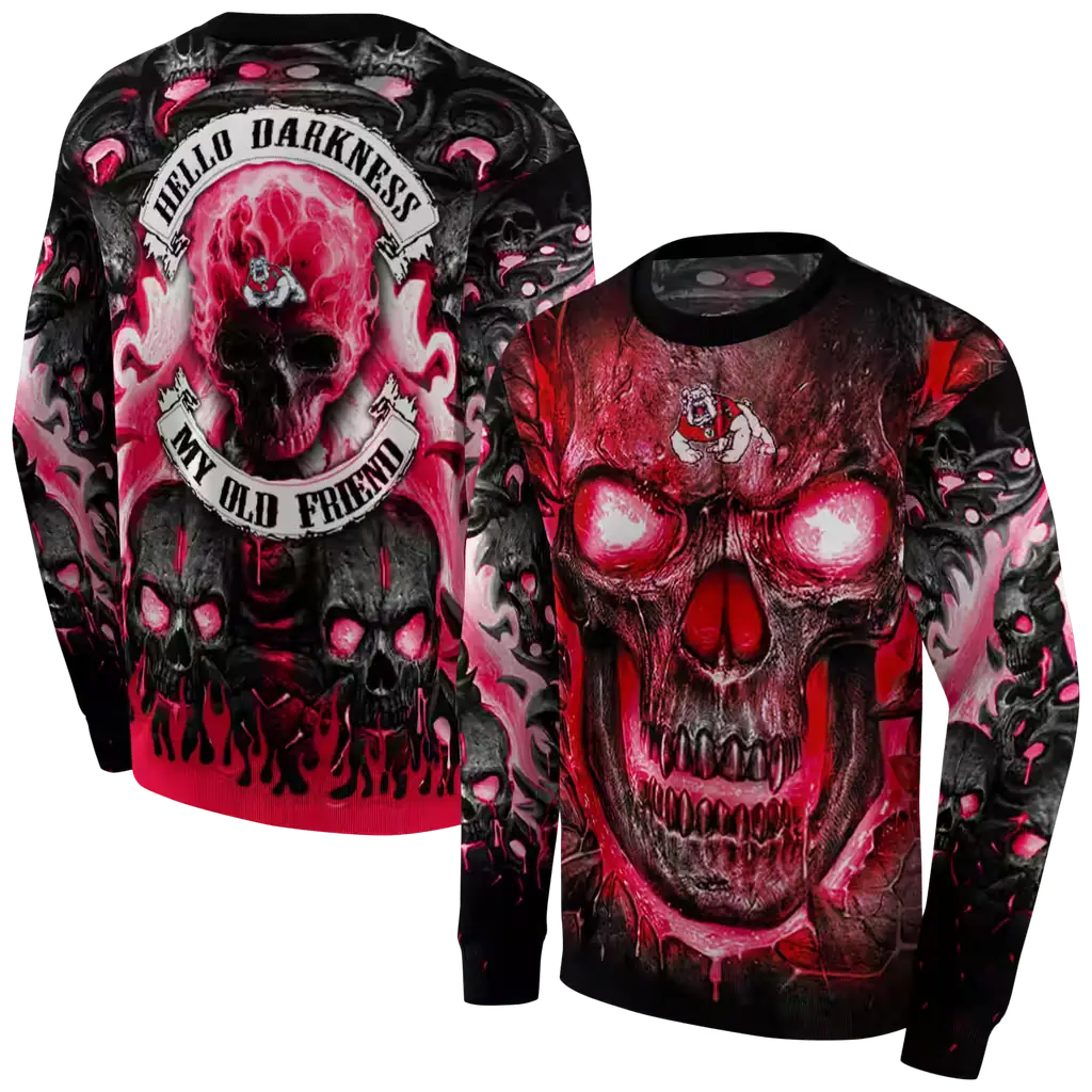 fresno state bulldogs demonic skull red black hoodie premium grade fresno state bulldogs demonic skull red black hoodie premium grade