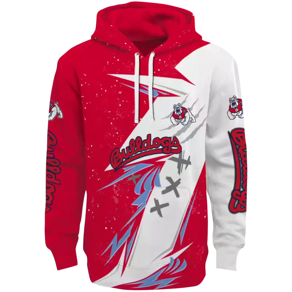 fresno state bulldogs dynamic slash red white hoodie best selling fresno state bulldogs dynamic slash red white hoodie best selling