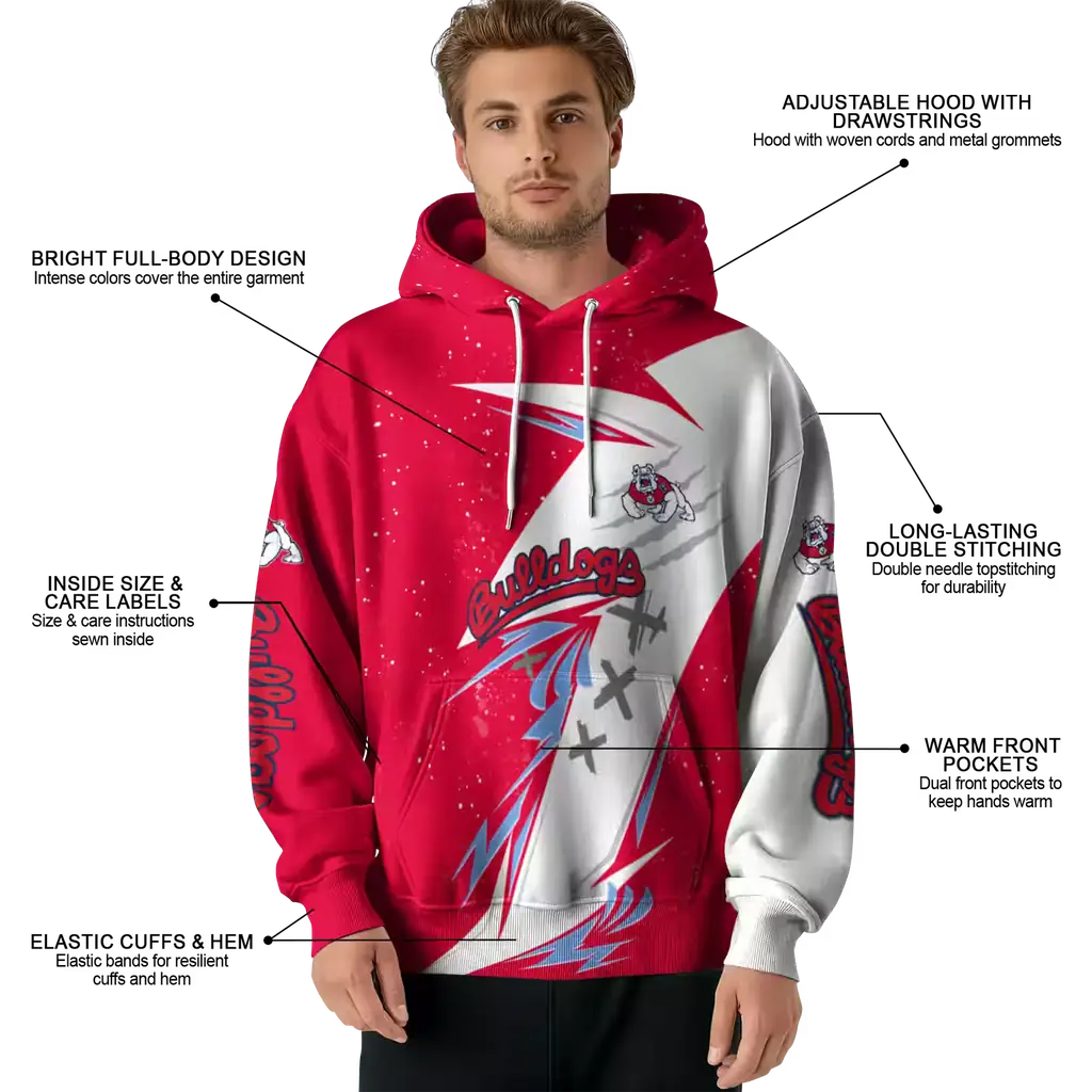 fresno state bulldogs dynamic slash red white hoodie latest model fresno state bulldogs dynamic slash red white hoodie latest model