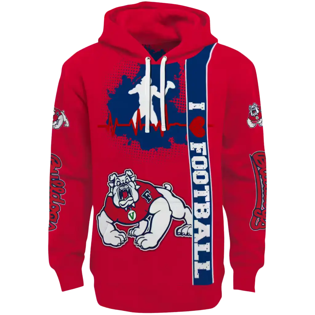 fresno state bulldogs football heartbeat red hoodie best selling fresno state bulldogs football heartbeat red hoodie best selling