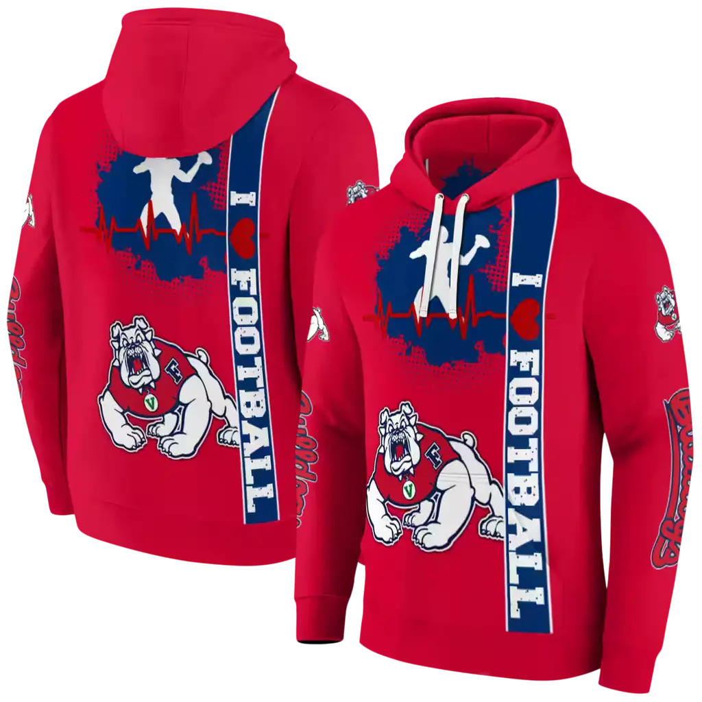 fresno state bulldogs football heartbeat red hoodie fashion forward fresno state bulldogs football heartbeat red hoodie fashion forward