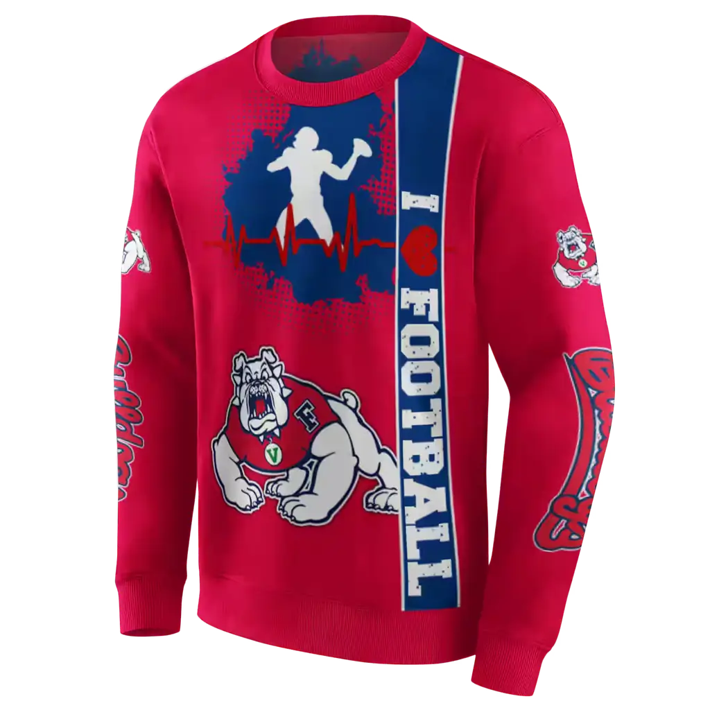 fresno state bulldogs football heartbeat red hoodie new arrival fresno state bulldogs football heartbeat red hoodie new arrival