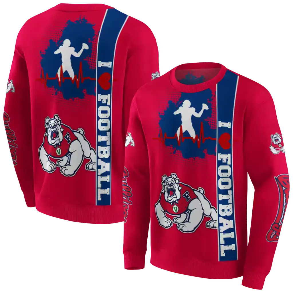 fresno state bulldogs football heartbeat red hoodie premium grade fresno state bulldogs football heartbeat red hoodie premium grade