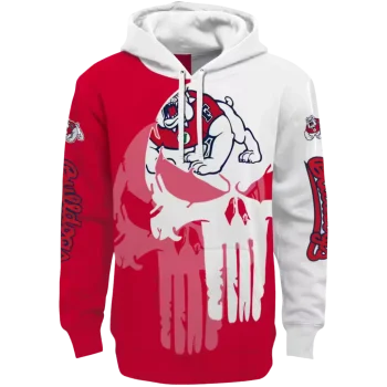 fresno state bulldogs graphic punisher red white hoodie best selling