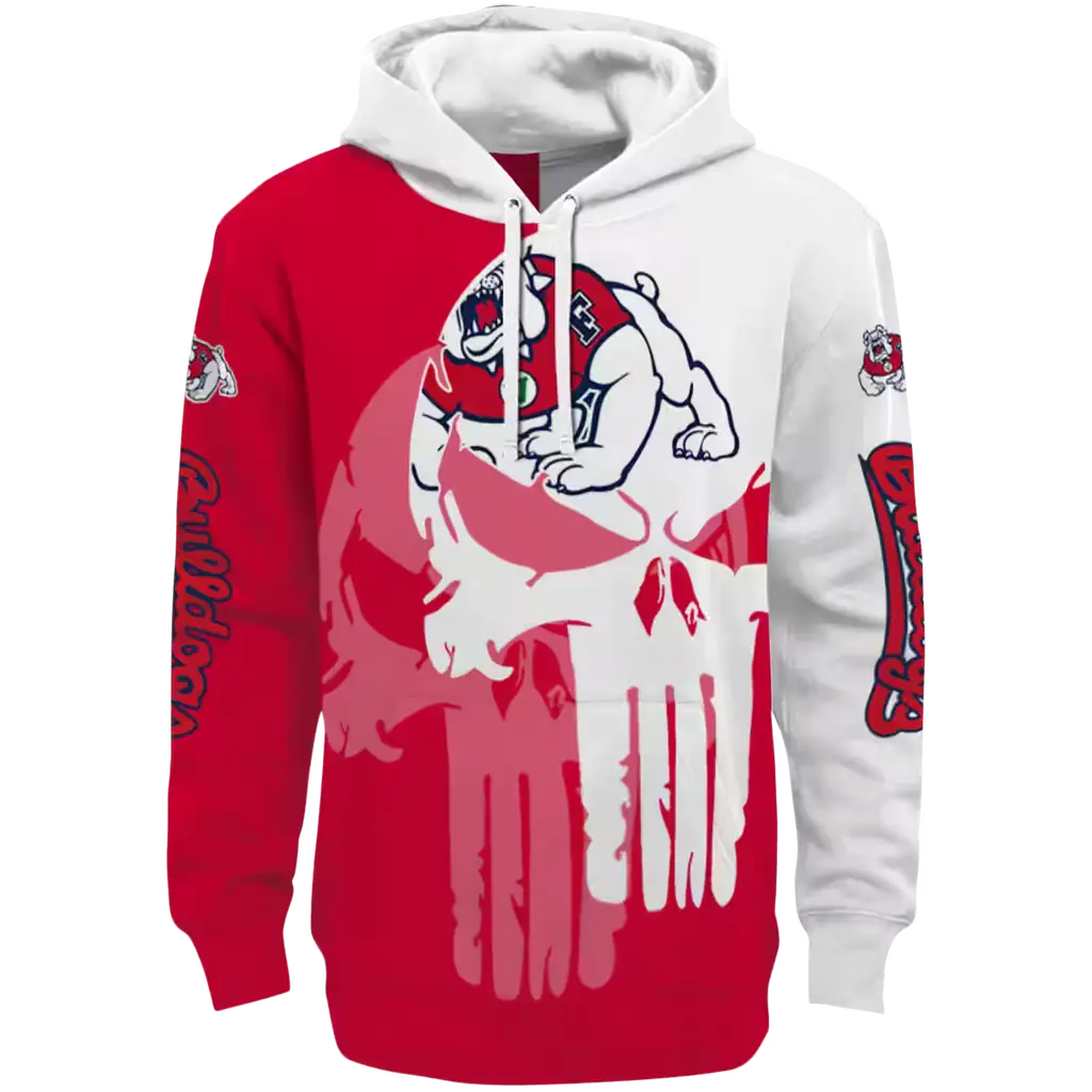 fresno state bulldogs graphic punisher red white hoodie best selling fresno state bulldogs graphic punisher red white hoodie best selling
