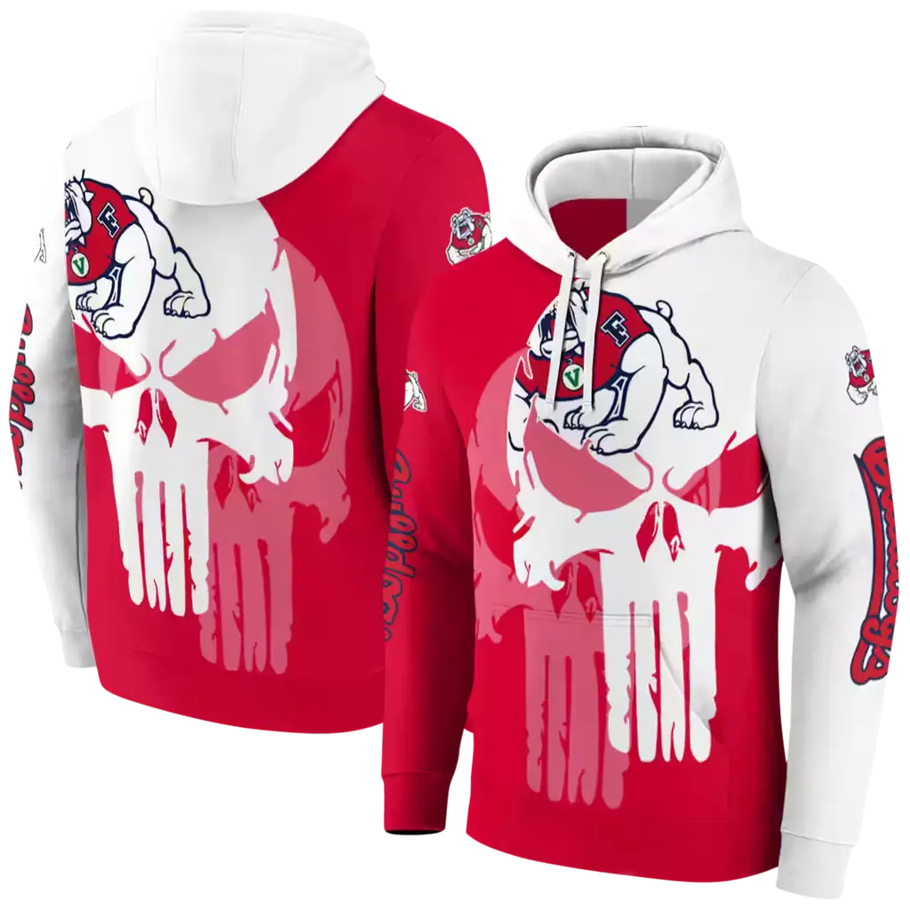 fresno state bulldogs graphic punisher red white hoodie fashion forward fresno state bulldogs graphic punisher red white hoodie fashion forward