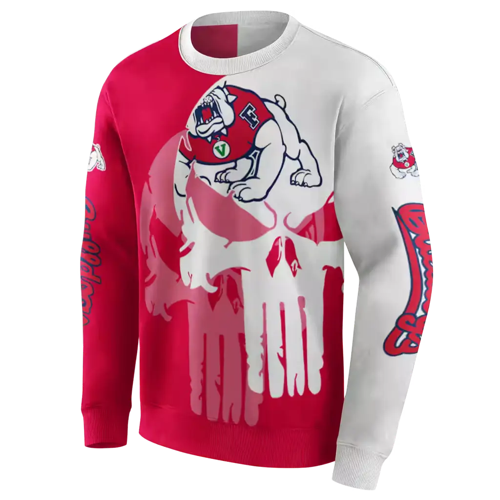 fresno state bulldogs graphic punisher red white hoodie new arrival fresno state bulldogs graphic punisher red white hoodie new arrival
