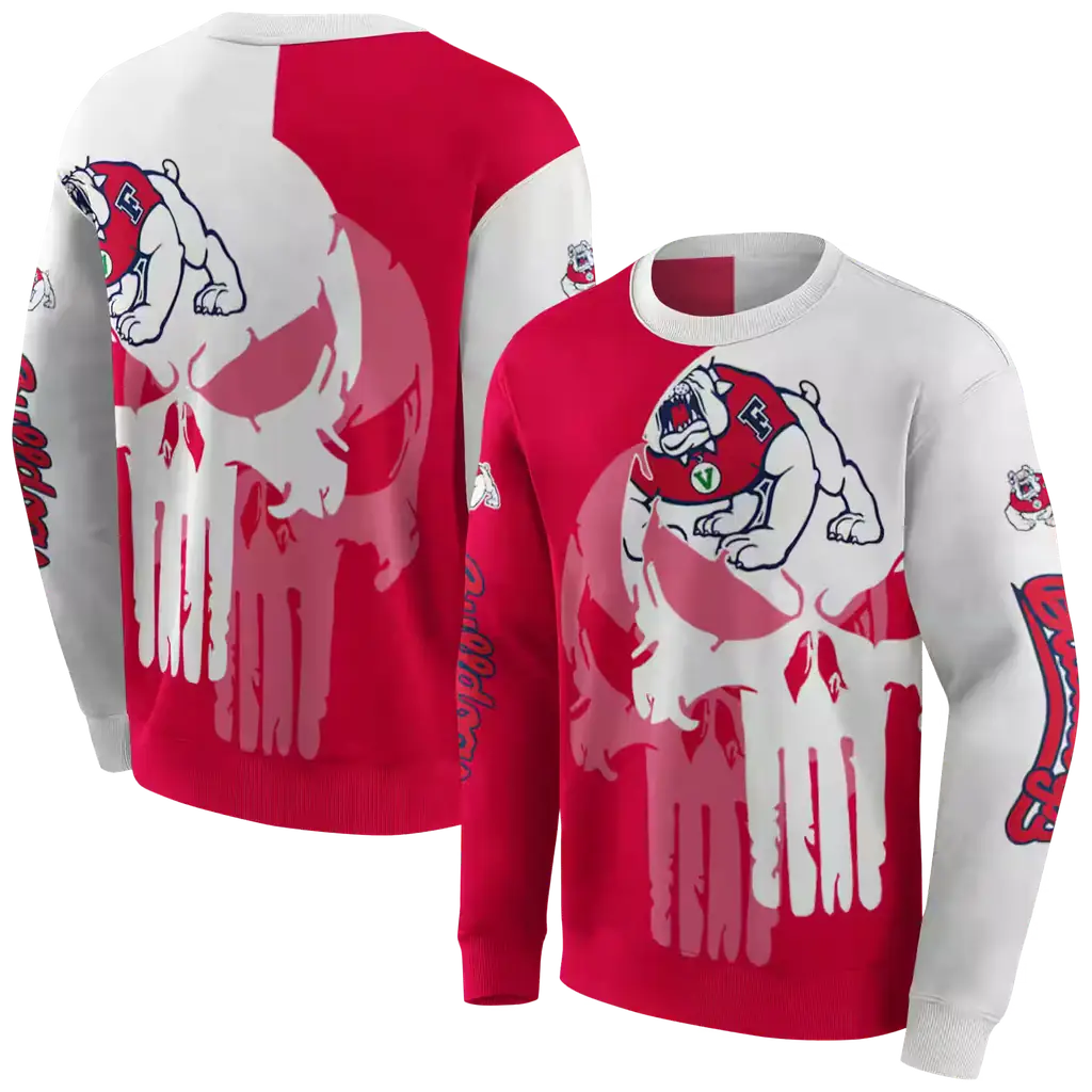 fresno state bulldogs graphic punisher red white hoodie premium grade fresno state bulldogs graphic punisher red white hoodie premium grade