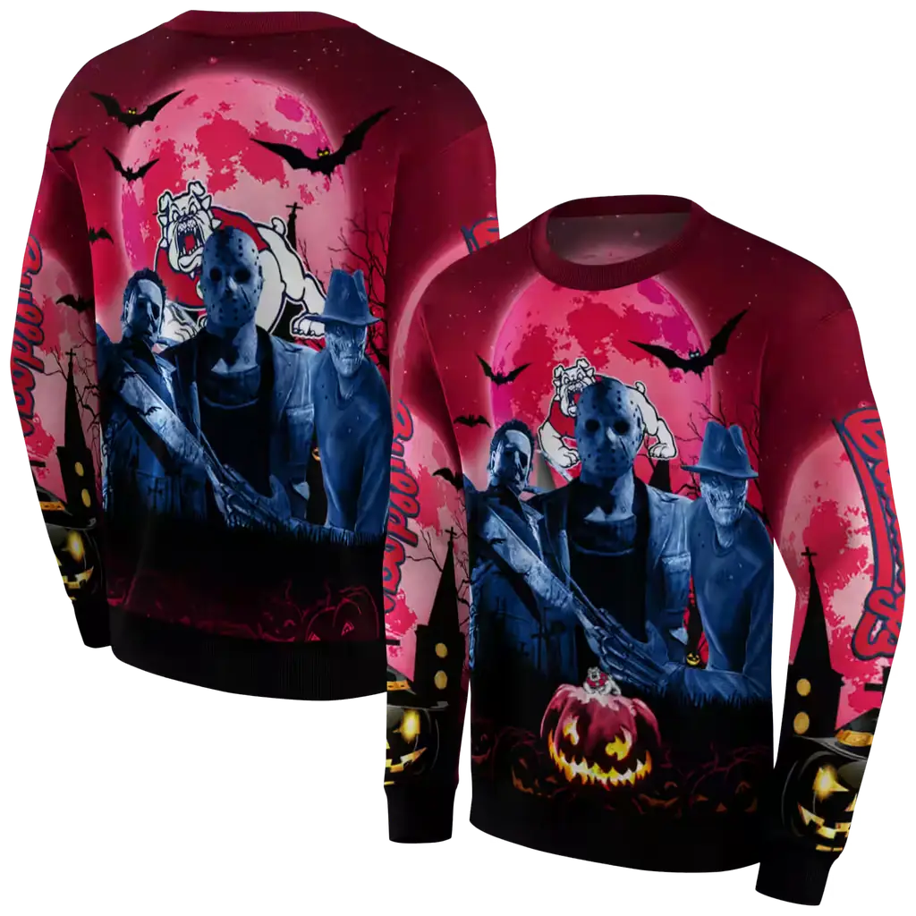 fresno state bulldogs halloween vibes red black hoodie premium grade fresno state bulldogs halloween vibes red black hoodie premium grade
